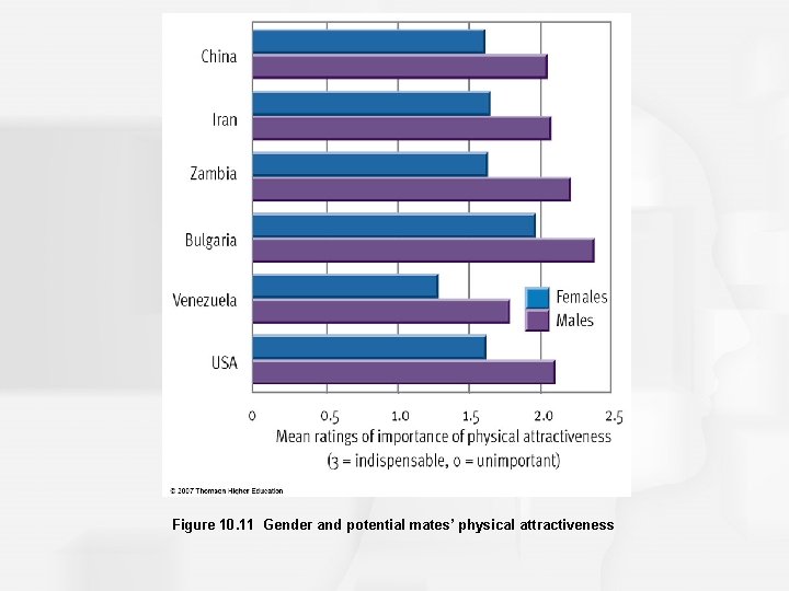 Figure 10. 11 Gender and potential mates’ physical attractiveness 