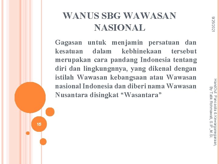 15 Hand. Out Pancasila & Kewarganegaraan, By Tatik Rohmawati, S. IP. , M. Si.