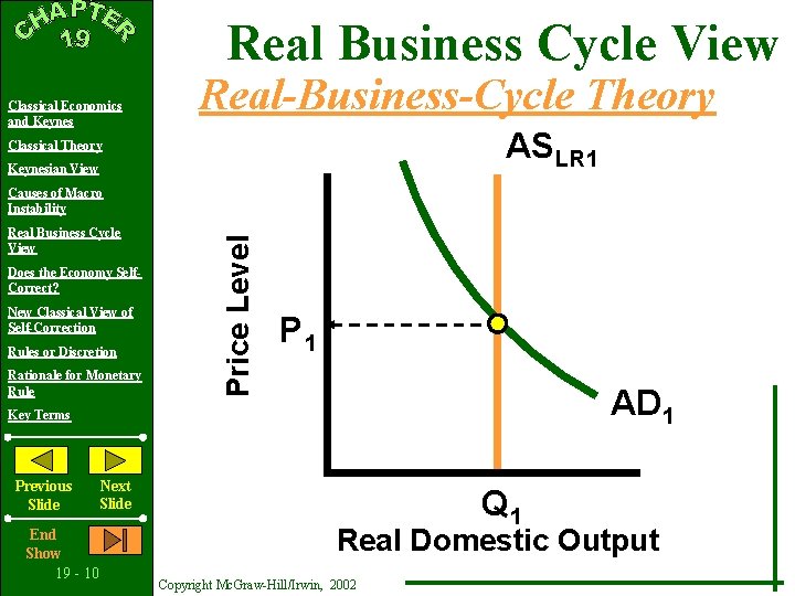 Real Business Cycle View Classical Economics and Keynes Real-Business-Cycle Theory ASLR 1 Classical Theory