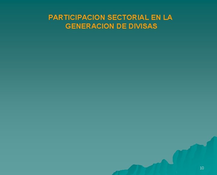 PARTICIPACION SECTORIAL EN LA GENERACION DE DIVISAS 10 