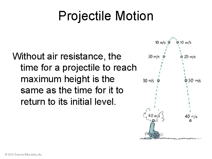 Projectile Motion Without air resistance, the time for a projectile to reach maximum height