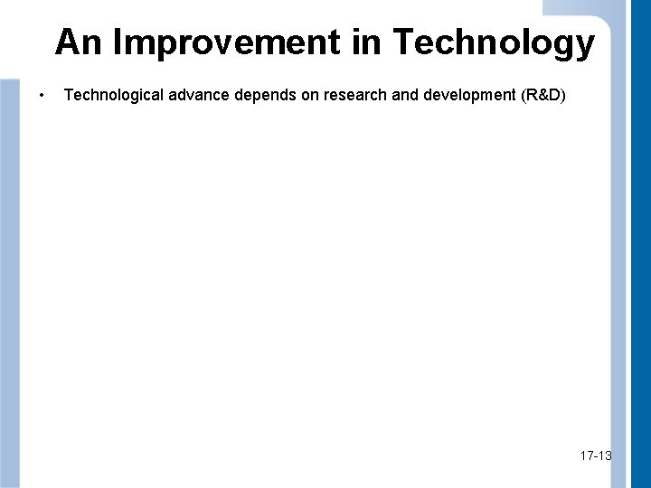 An Improvement in Technology • Technological advance depends on research and development (R&D) 17