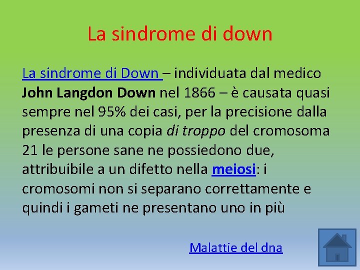 La sindrome di down La sindrome di Down – individuata dal medico John Langdon