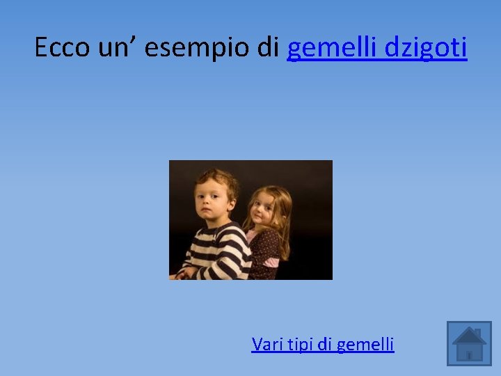 Ecco un’ esempio di gemelli dzigoti Vari tipi di gemelli 