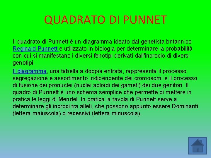 QUADRATO DI PUNNET Il quadrato di Punnett è un diagramma ideato dal genetista britannico