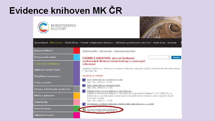 Evidence knihoven MK ČR 