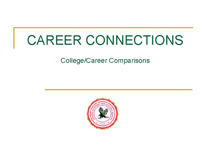 CAREER CONNECTIONS College/Career Comparisons 