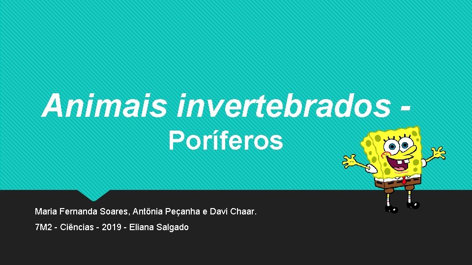 Animais invertebrados Poríferos Maria Fernanda Soares, Antônia Peçanha e Davi Chaar. 7 M 2