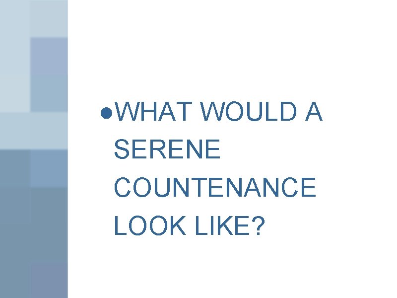 ●WHAT WOULD A SERENE COUNTENANCE LOOK LIKE? 