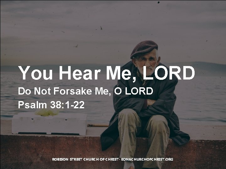 You Hear Me, LORD Do Not Forsake Me, O LORD Psalm 38: 1 -22