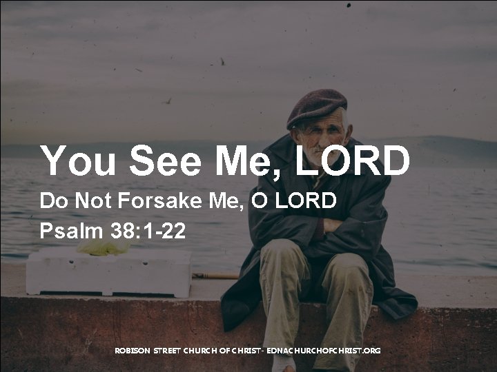 You See Me, LORD Do Not Forsake Me, O LORD Psalm 38: 1 -22
