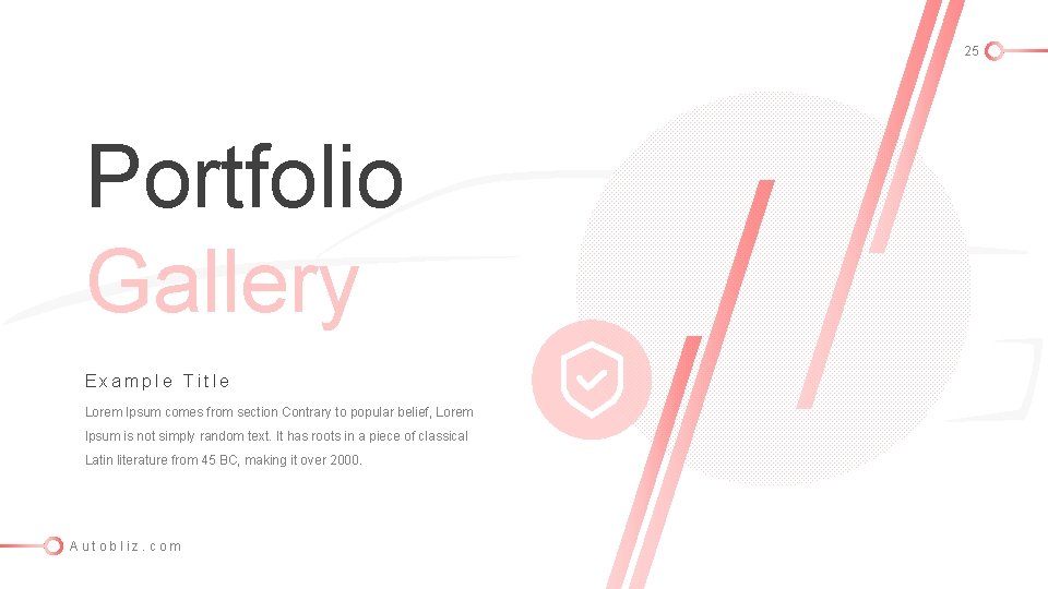 25 Portfolio Gallery Example Title Lorem Ipsum comes from section Contrary to popular belief,