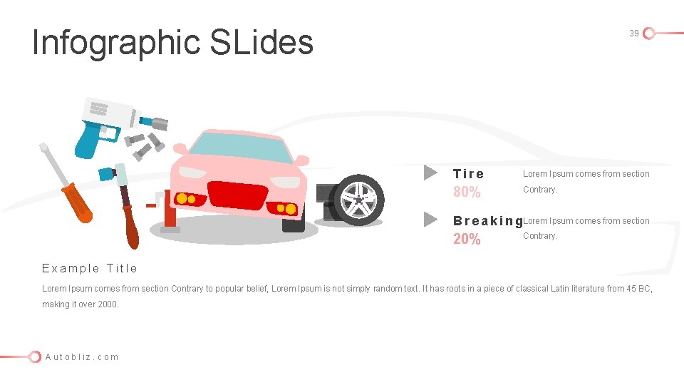 Infographic SLides 39 Tire Lorem Ipsum comes from section 80% Contrary. B r e