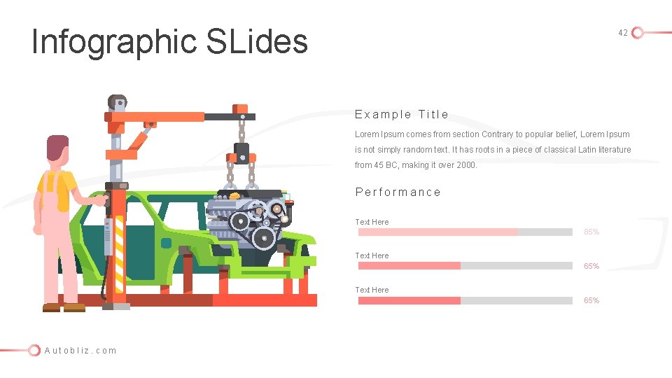 Infographic SLides 42 Example Title Lorem Ipsum comes from section Contrary to popular belief,