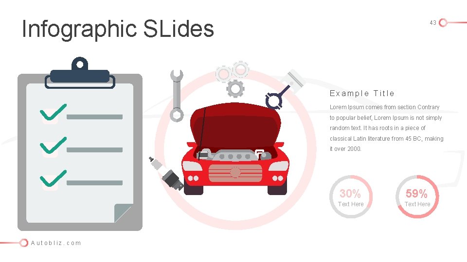 Infographic SLides 43 Example Title Lorem Ipsum comes from section Contrary to popular belief,