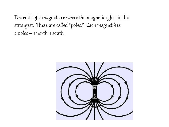 The ends of a magnet are where the magnetic effect is the strongest. These