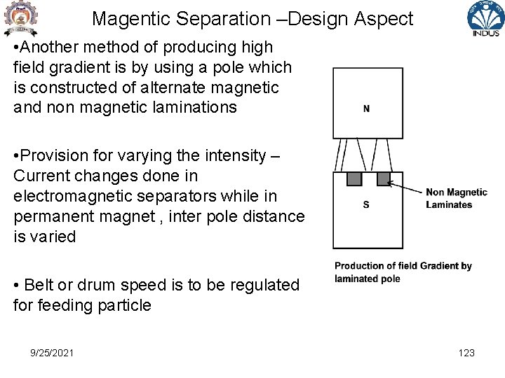 Magentic Separation –Design Aspect • Another method of producing high field gradient is by