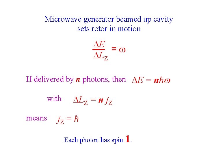 Microwave generator beamed up cavity sets rotor in motion E = LZ If delivered