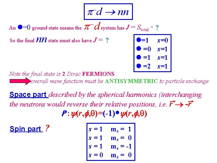 p-d nn An =0 ground state means the p d system has J =