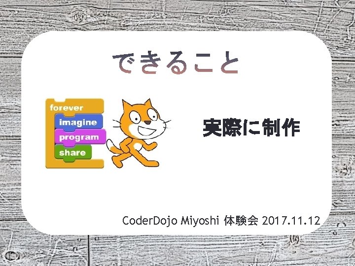 実際に制作 Coder. Dojo Miyoshi 体験会 2017. 11. 12 