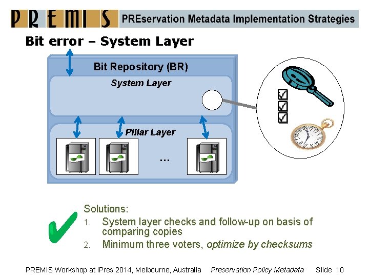 Bit error – System Layer Bit Repository (BR) System Layer Pillar Layer … Solutions: