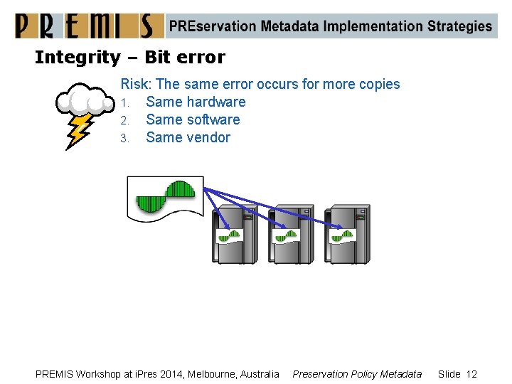 Integrity – Bit error Risk: The same error occurs for more copies 1. Same