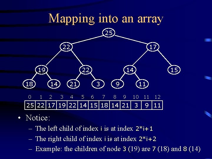 Mapping into an array 25 22 17 19 18 0 22 14 1 2