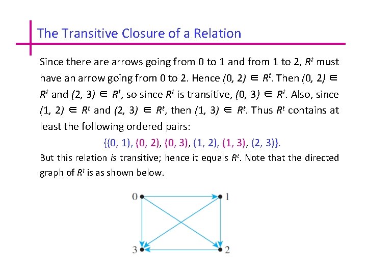 The Transitive Closure of a Relation Since there arrows going from 0 to 1