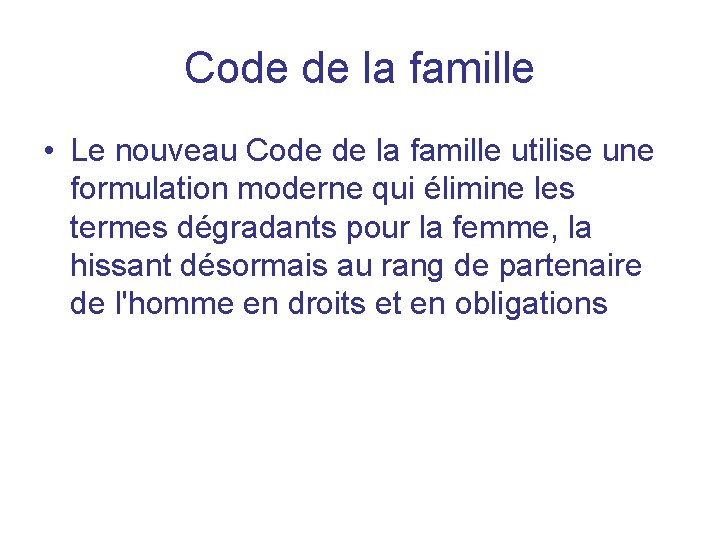 Le nouveau Code de la famille au Maroc