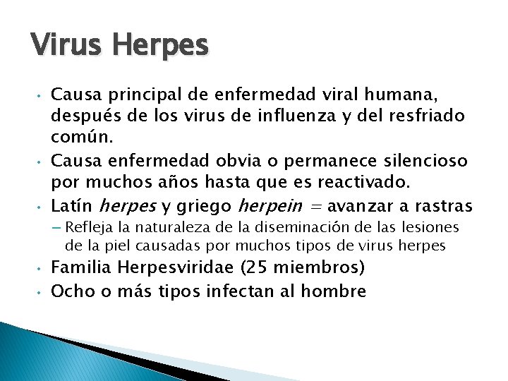 Virus Herpes • • • Causa principal de enfermedad viral humana, después de los