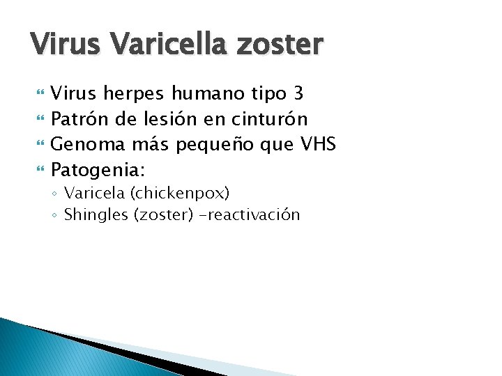 Virus Varicella zoster Virus herpes humano tipo 3 Patrón de lesión en cinturón Genoma