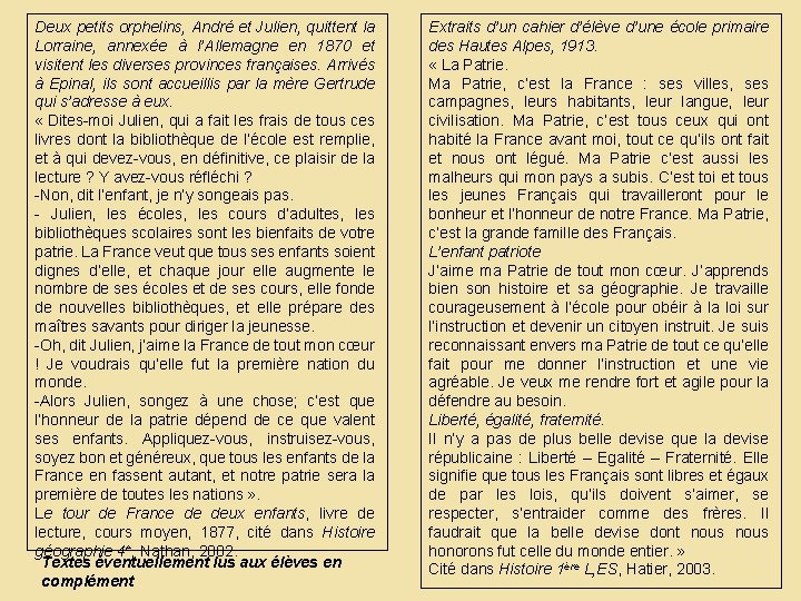 Deux petits orphelins, André et Julien, quittent la Lorraine, annexée à l’Allemagne en 1870