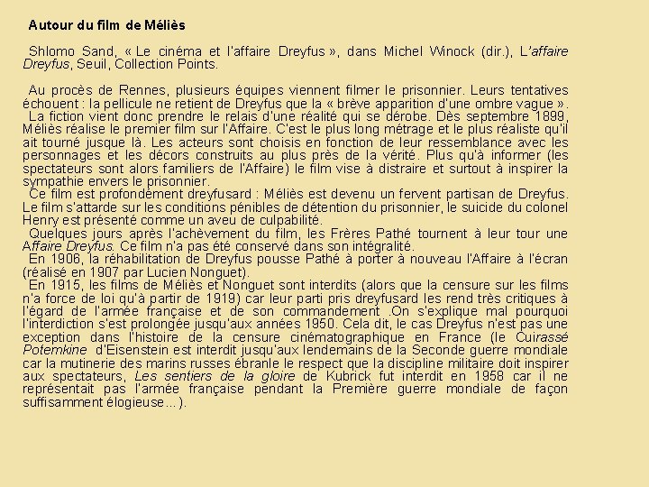 ÜAutour du film de Méliès ÜShlomo Sand, « Le cinéma et l’affaire Dreyfus »