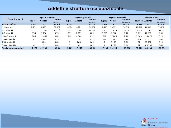 Addetti e struttura occupazionale 