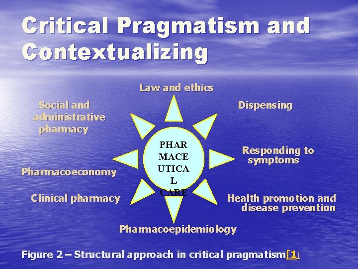 Critical Pragmatism and Contextualizing Law and ethics Social and administrative pharmacy Dispensing Pharmacoeconomy Clinical