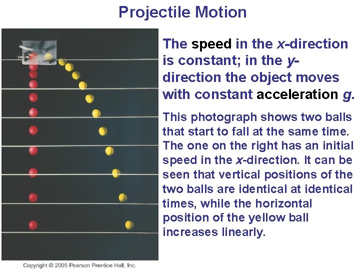 Projectile Motion The speed in the x-direction is constant; in the ydirection the object