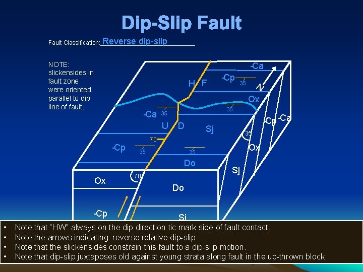 Dip-Slip Fault Reverse dip-slip Fault Classification: ______________ NOTE: slickensides in fault zone were oriented