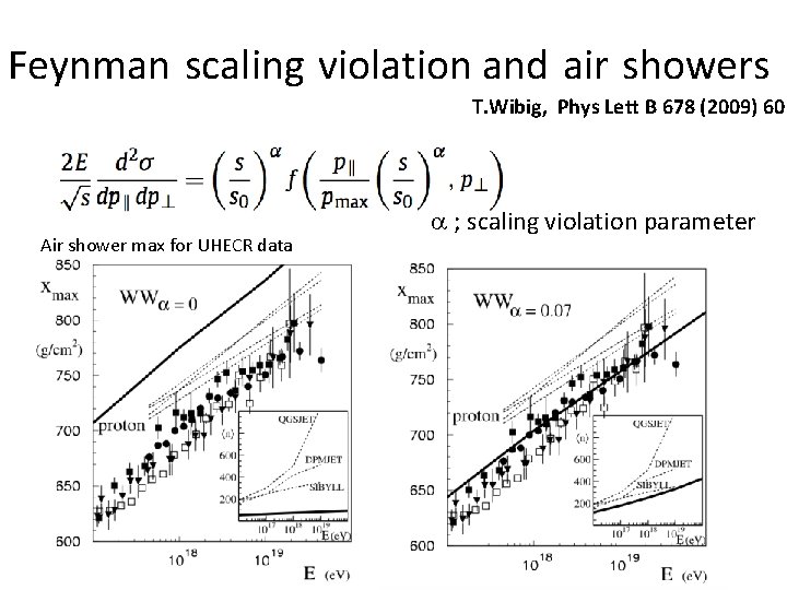 Feynman scaling violation and air showers T. Wibig, Phys Lett B 678 (2009) 60