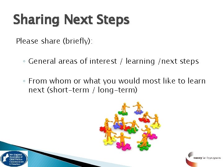 Sharing Next Steps Please share (briefly): ◦ General areas of interest / learning /next