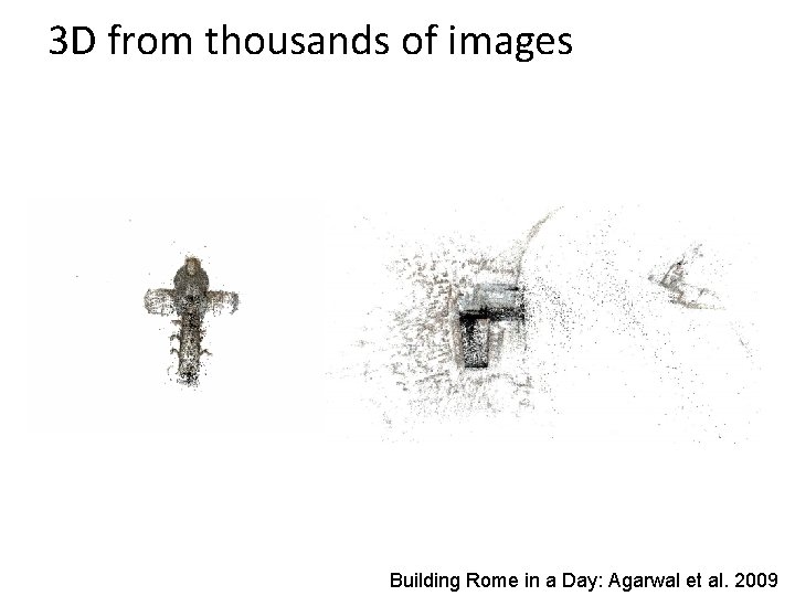 3 D from thousands of images Building Rome in a Day: Agarwal et al.
