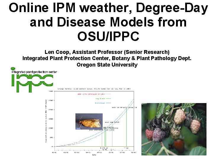 Online IPM weather, Degree-Day and Disease Models from OSU/IPPC Len Coop, Assistant Professor (Senior