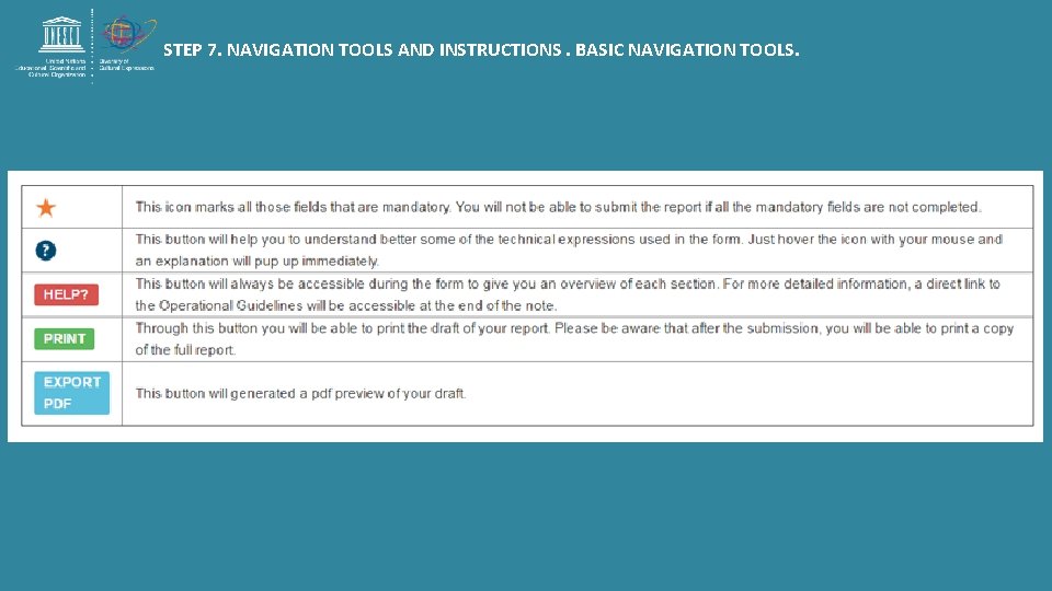 STEP 7. NAVIGATION TOOLS AND INSTRUCTIONS. BASIC NAVIGATION TOOLS. 