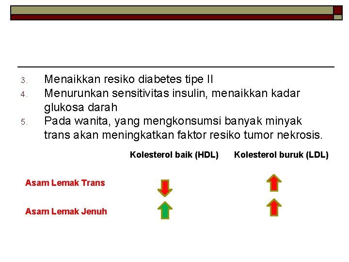 3. 4. 5. Menaikkan resiko diabetes tipe II Menurunkan sensitivitas insulin, menaikkan kadar glukosa