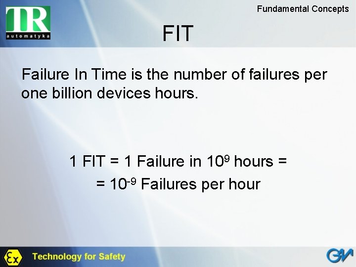 Fundamental Concepts FIT Failure In Time is the number of failures per one billion