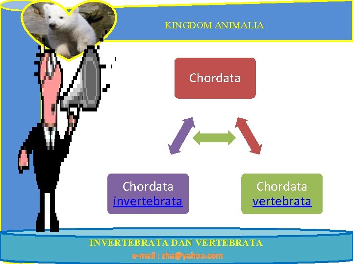 KINGDOM ANIMALIA Chordata invertebrata Chordata vertebrata INVERTEBRATA DAN VERTEBRATA e-mail : zha@yahoo. com 
