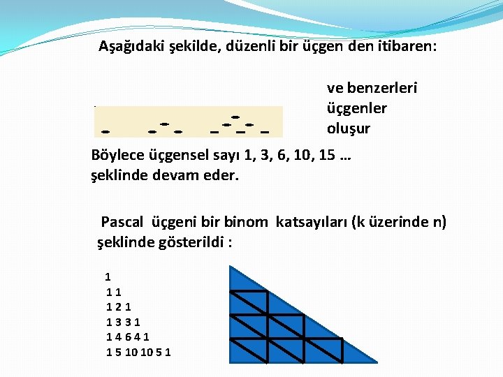 Aşağıdaki şekilde, düzenli bir üçgen den itibaren: ve benzerleri üçgenler oluşur Böylece üçgensel sayı