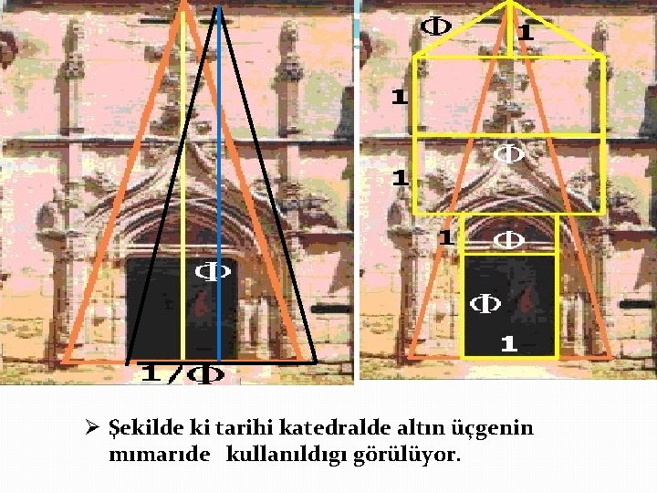 Ø Şekilde ki tarihi katedralde altın üçgenin mımarıde kullanıldıgı görülüyor. 