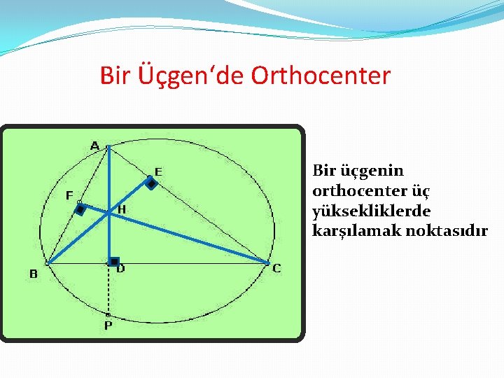 . . Bir Üçgen‘de Orthocenter . Bir üçgenin orthocenter üç yüksekliklerde karşılamak noktasıdır 