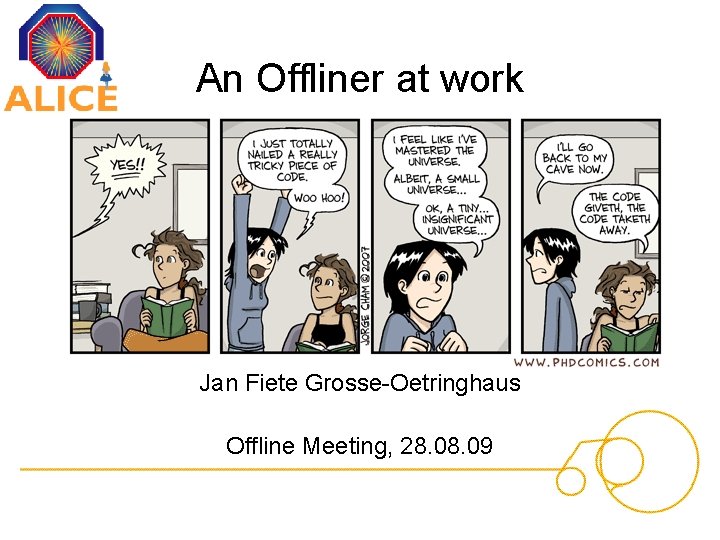 An Offliner at work Jan Fiete Grosse-Oetringhaus Offline Meeting, 28. 09 