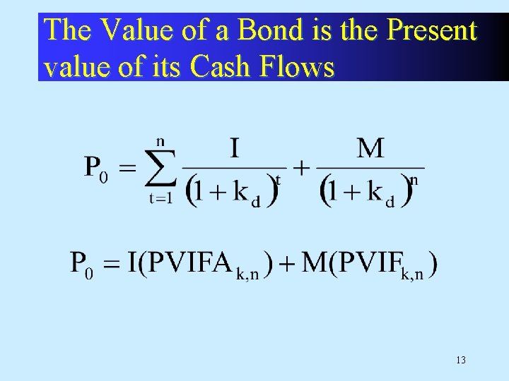 The Value of a Bond is the Present value of its Cash Flows 13